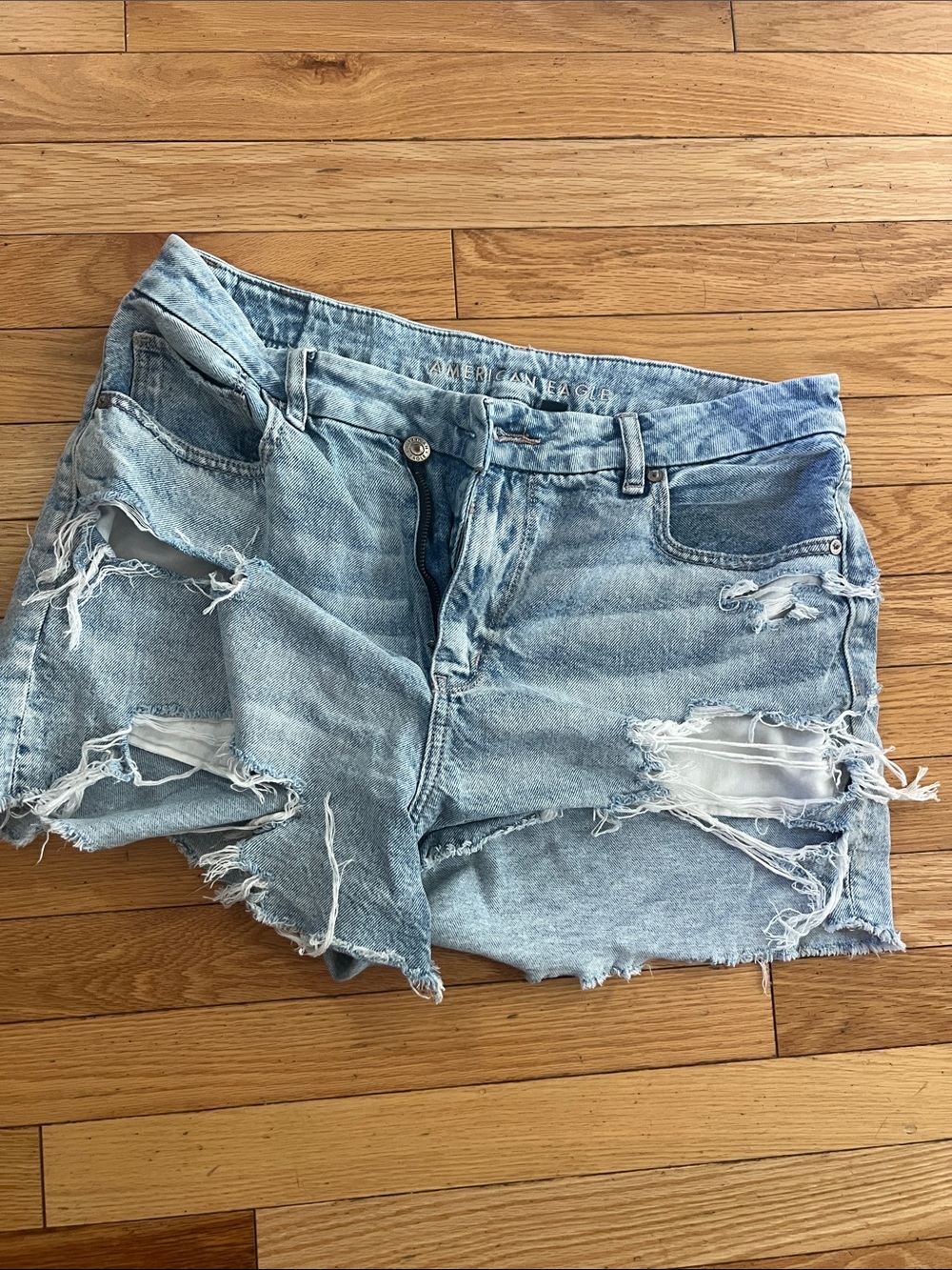 American Eagle Outfitters Light Blue Distressed Denim Cutoff Shorts